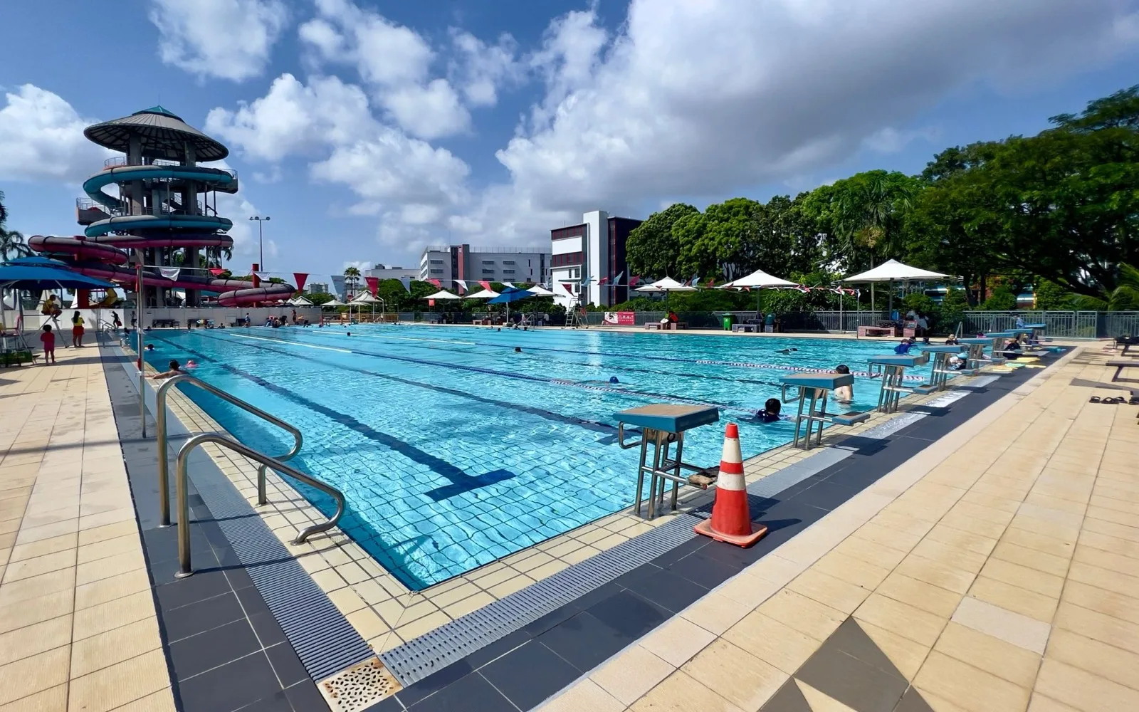 Wave pool at Jurong East Swimming Complex with swimmers enjoying the waves